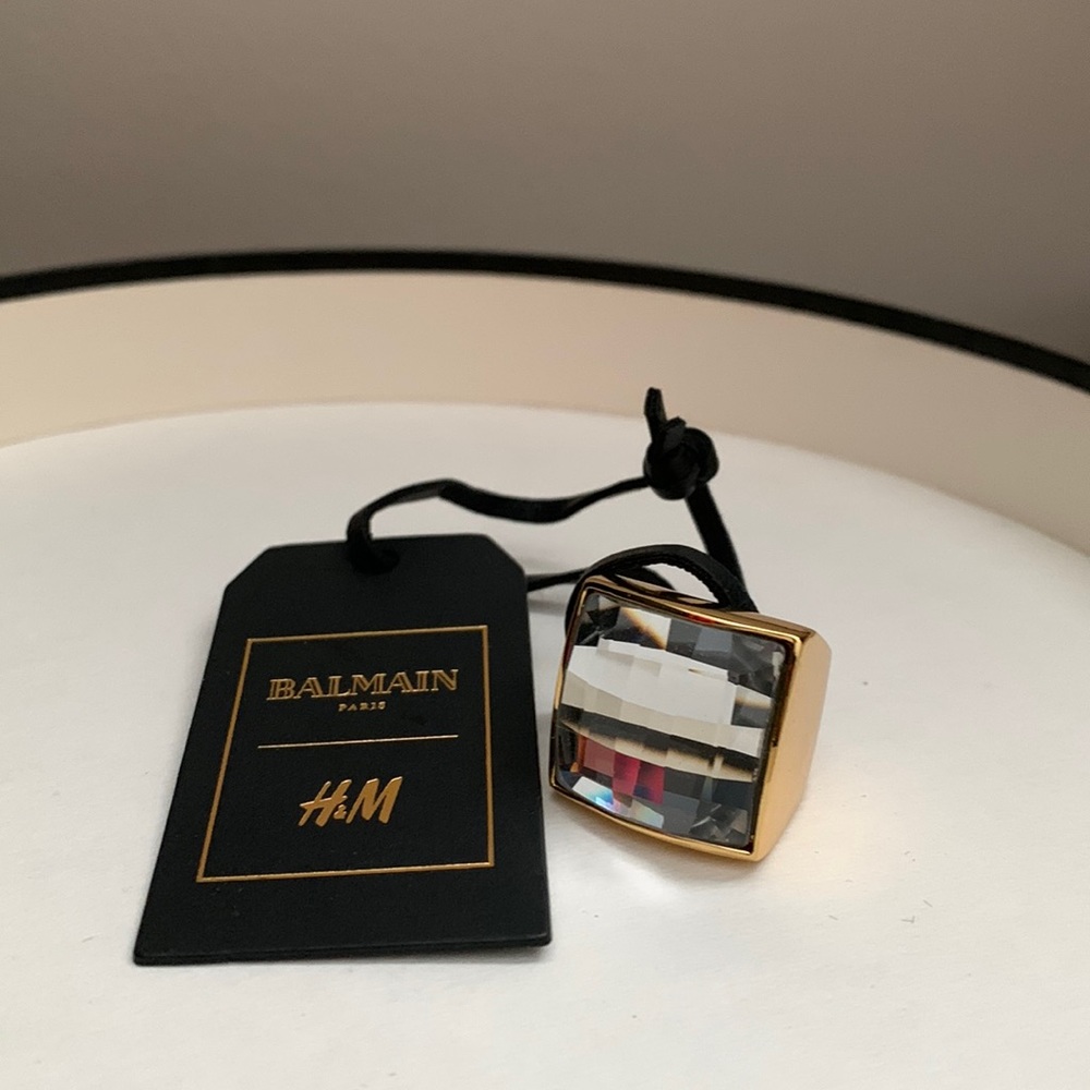 Balmain Paris x H&M NWT crystal and gold cocktail ring